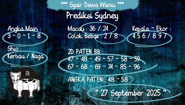 Syair Dewa Wisnu - Prediksi Sydney