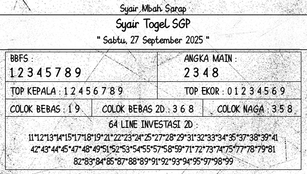Syair Mbah Sarap - Syair Togel SGP