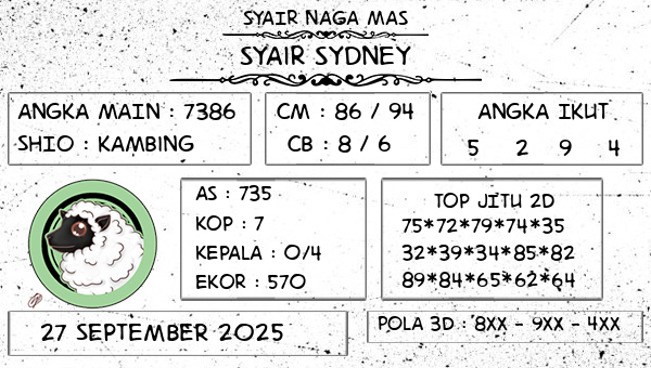 SYAIR NAGA MAS - Syair Sydney
